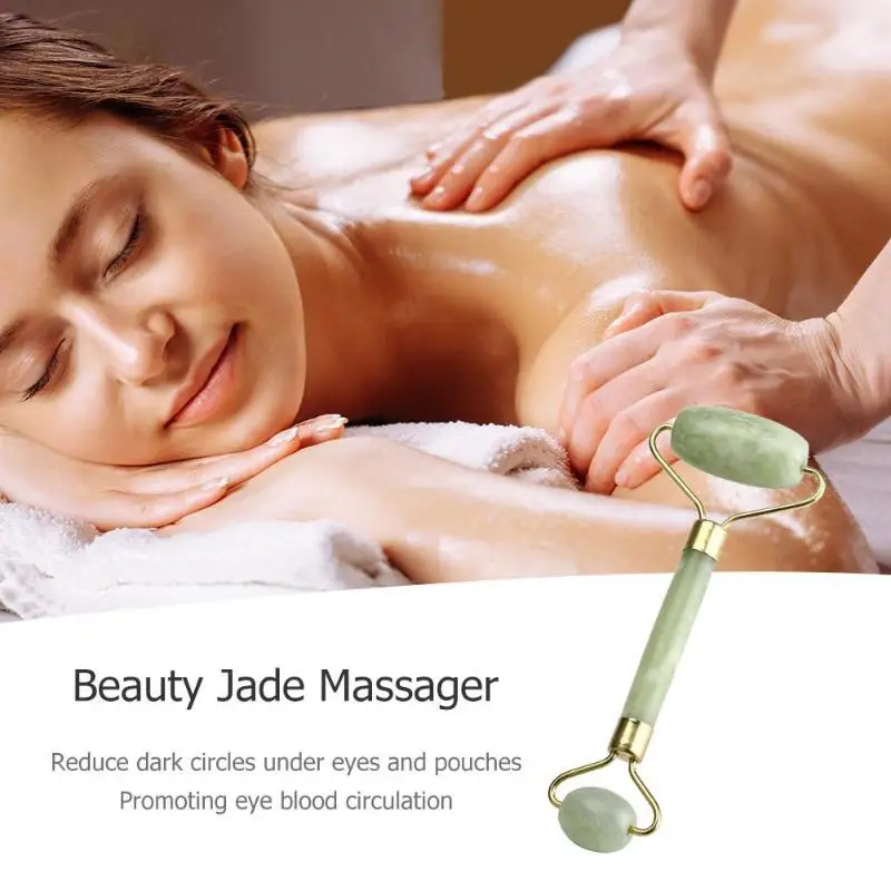 Нефритовый роликовый массажный ролик с двойной головкой для лица похудения тела