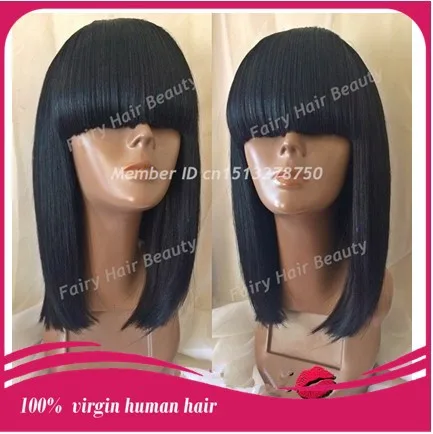 6а класс 1b # бразильских натуральная прямой волос короткая боб перед кружево