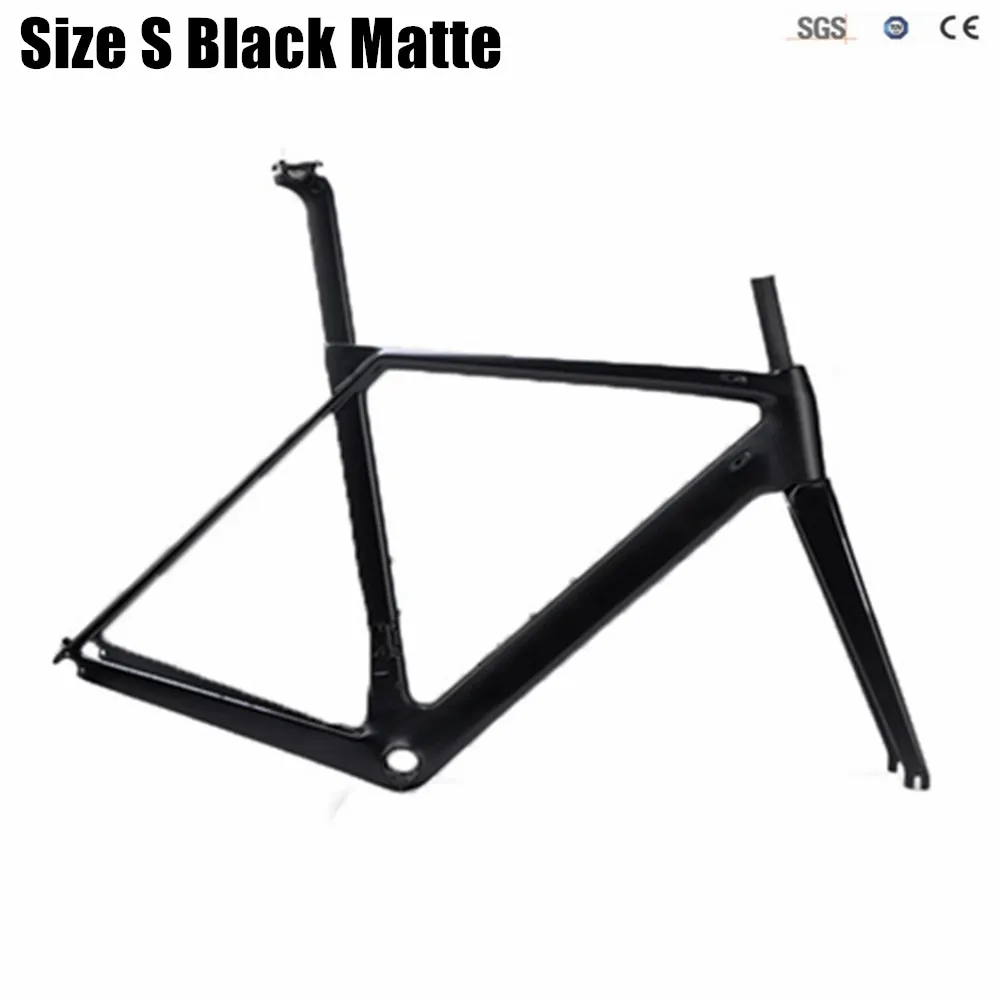 Size S Black Matte Супер легкая углеродная велосипедная Рама XS S M L XLcarbon Аэро рамка для дороги карбоновый скоростной дорожный каркас+ вилка+ гарнитура - Цвет: Size S Black Matte