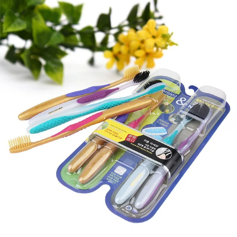 Зубная щетка для взрослых 4 шт. бамбуковый уголь Мягкая Щетина зубная ухода за