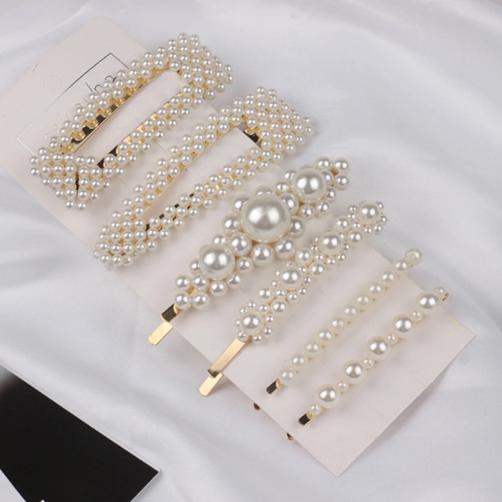 6 шт. женские стильные металлические шпильки с жемчугом Женские Простые заколки