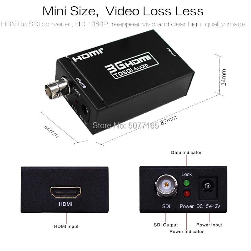 Конвертер HDMI в SDI 3G HD BNC SDI/3G 1080P Мультимедийный адаптер мини размера для HDTV с