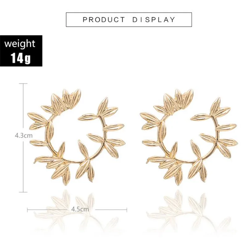 2021 модные новые товары геометрические открытые серьги с листьями и кристаллами