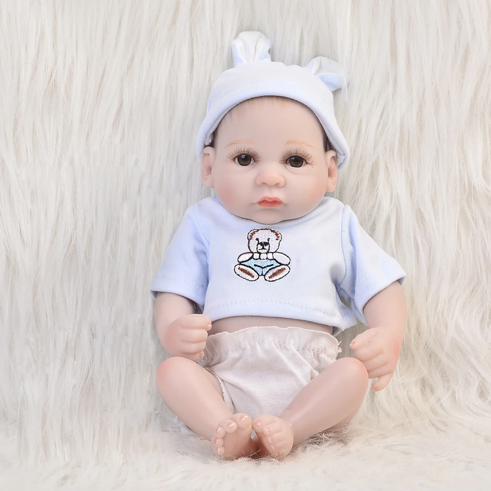 

Cute Mini 11 Inch Reborn Baby Doll Realistic Baby Boy DIY Toy 27 cm Full Silicone Vinyl Doll Baby For Kids Birthday XMAS Gifts
