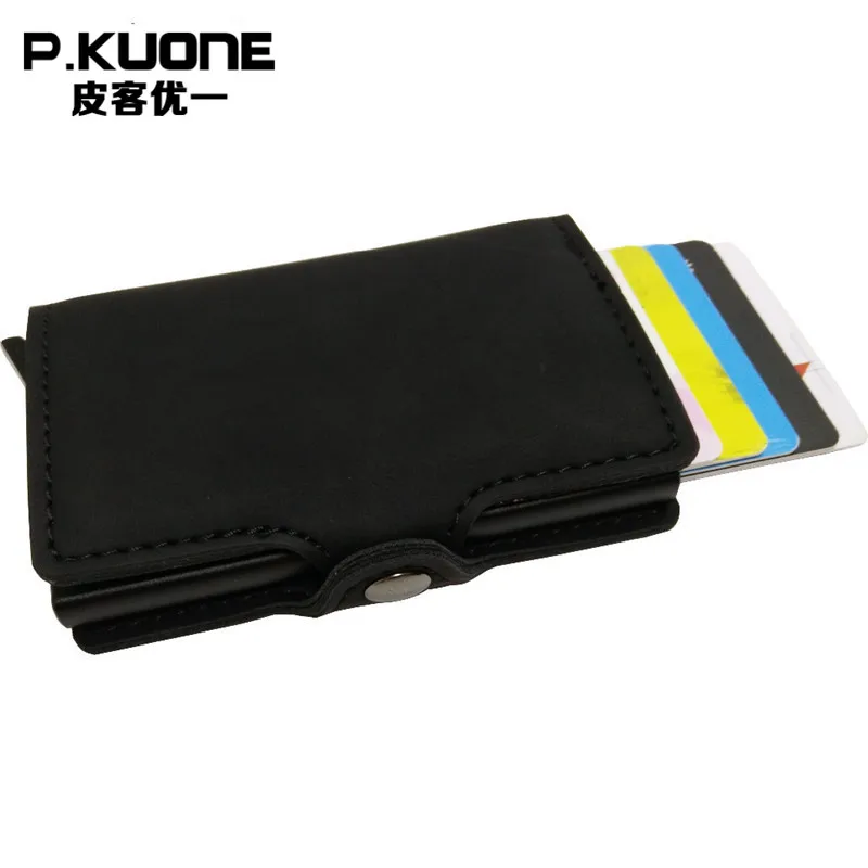 P. KUONE кожаный rfid блокирующий мини кошелек защищающий безопасный держатель для