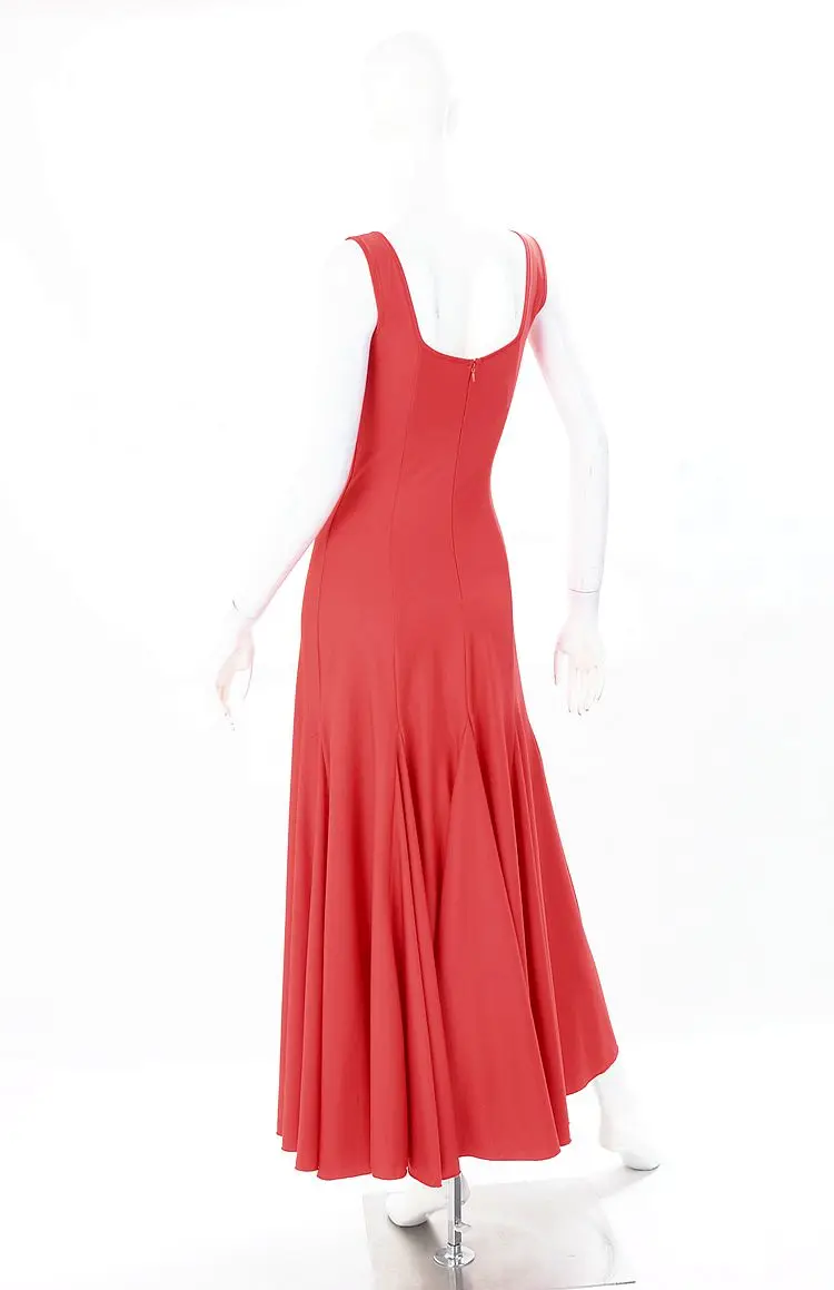 2017 новые женские платья для конкурса бальных танцев красное платье без рукавов с