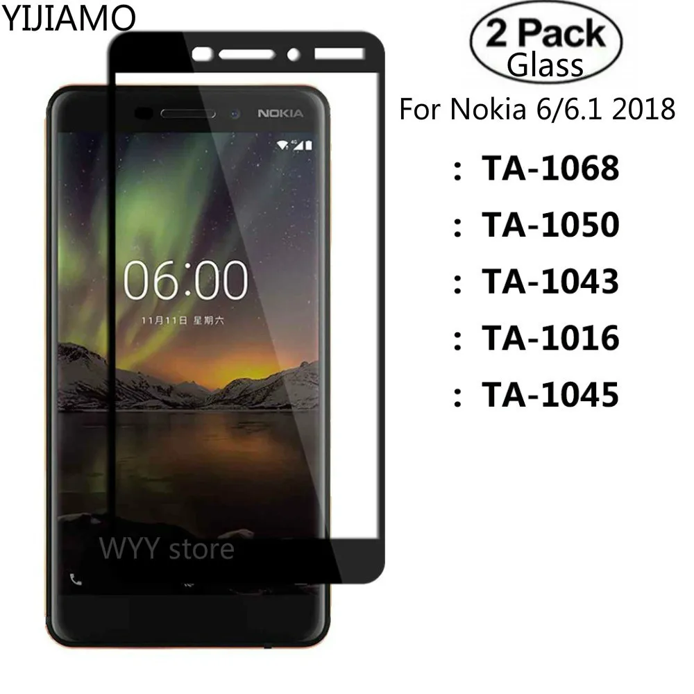 Закаленное стекло для Nokia 6 1 2018 2 шт./комплект Защита экрана 6/6.1 TA 1068 1050 1043 1045