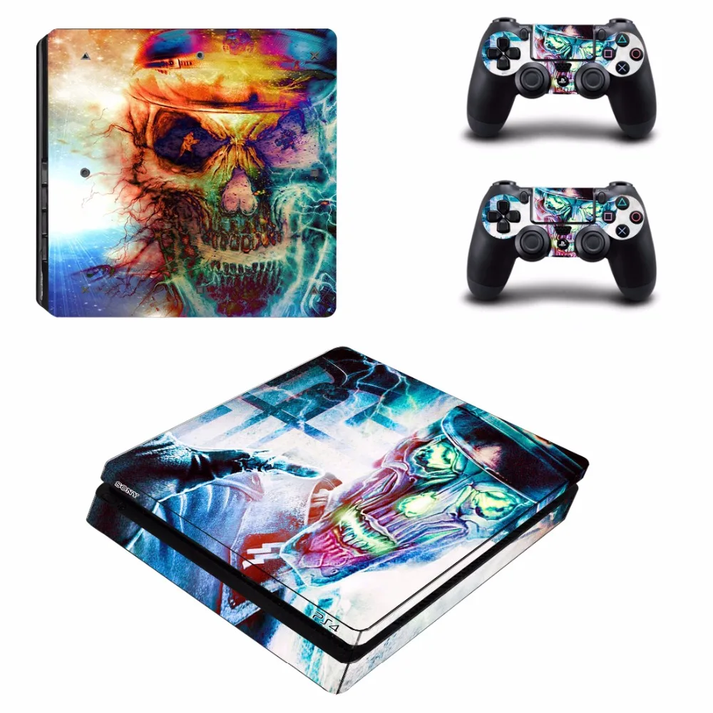 Наклейки на консоль Sony PlayStation 4 и 2 контроллера PS4 Slim виниловые Стикеры с
