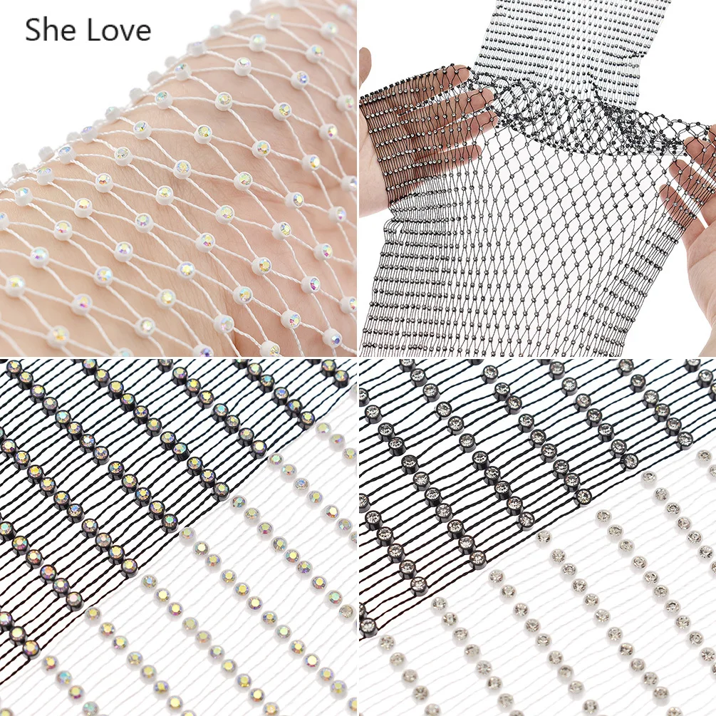 Тканевая сетка She Love 1 ярдов/партия плетеная леска для рыбалки 36x37 рядов ABS стразы