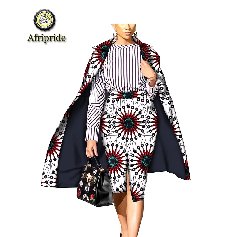 Африканские костюмы из 2 предметов для женщин длинное пальто + женское платье с