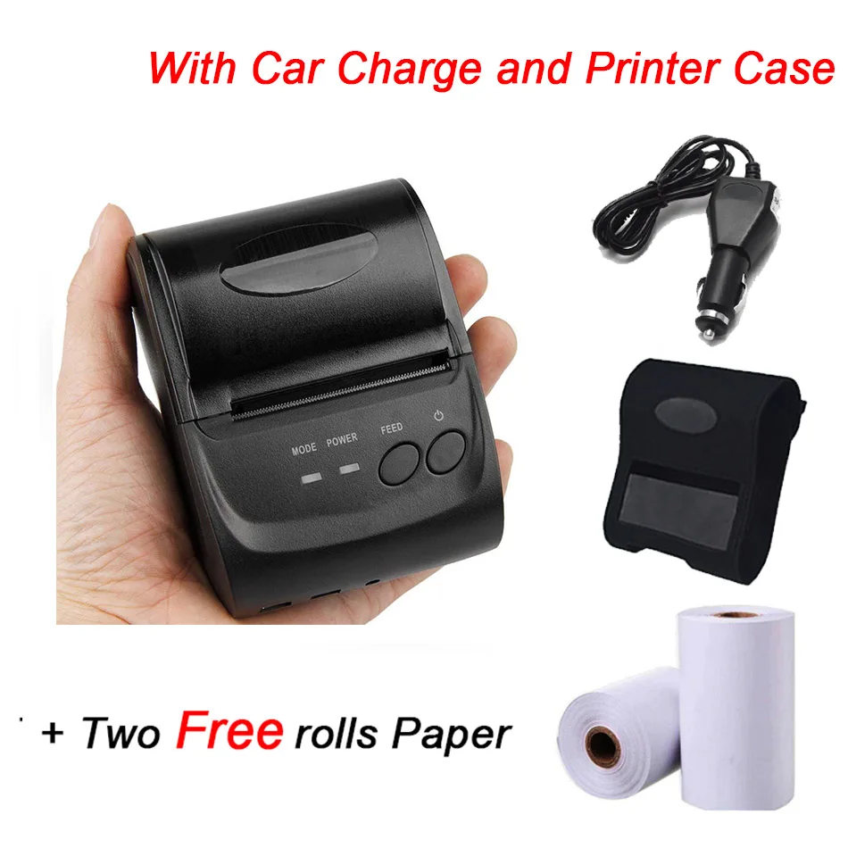 Printer Case Car Термопринтер 58 мм Bluetooth Android iOS Мини Тепловой POS чековый принтер Счетная машина супермаркет портативный принтер GZM5803 - Цвет: Printer Case Car