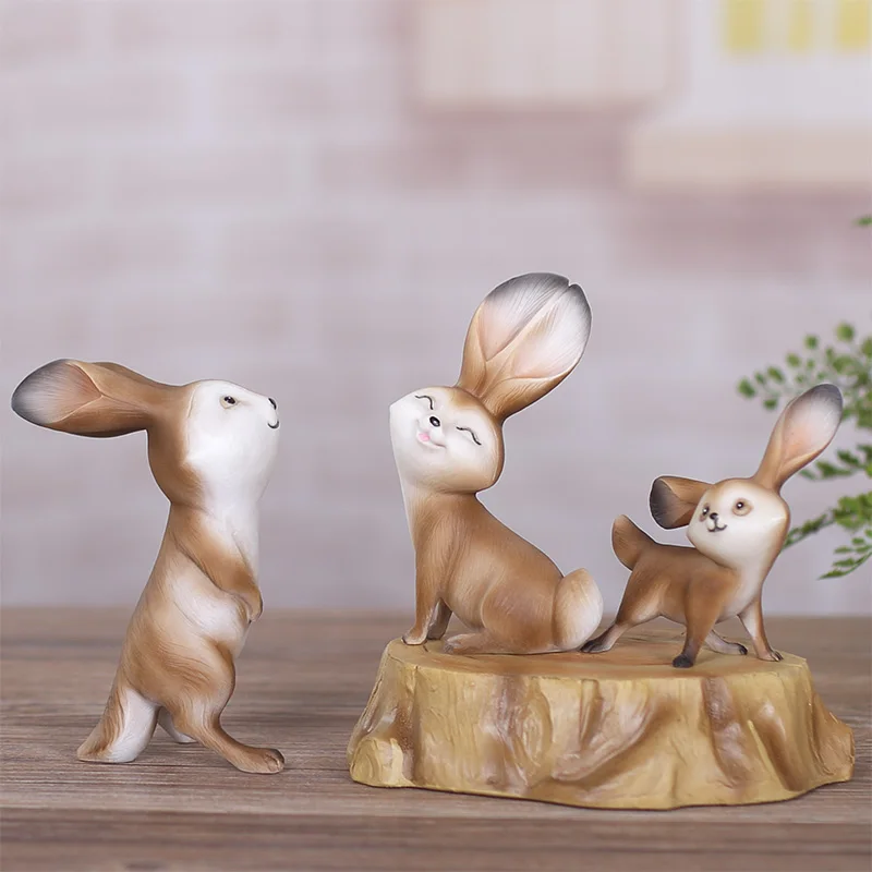Set of 7 Decorative Resin Bunny Rabbits Figurines Desktop Animal Ornaments Miniatures Home Decoration for Gifts | Дом и сад