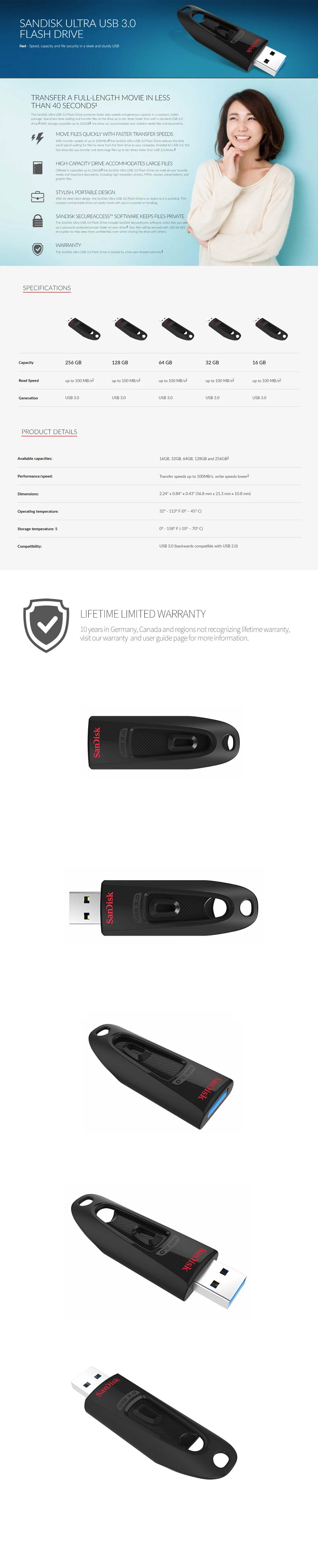 SanDisk CZ48 флеш-накопитель USB 3,0 диск 128 Гб 64 ГБ 32 ГБ 16 ГБ флеш-накопитель крошечная Флешка карта памяти устройство для хранения флэш-накопитель