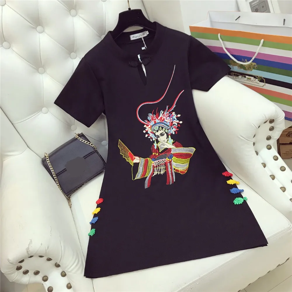 Лето китайский cheongsam дизайн Для женщин Рубашка с короткими рукавами Тонкий платье Женский красивые платья A139