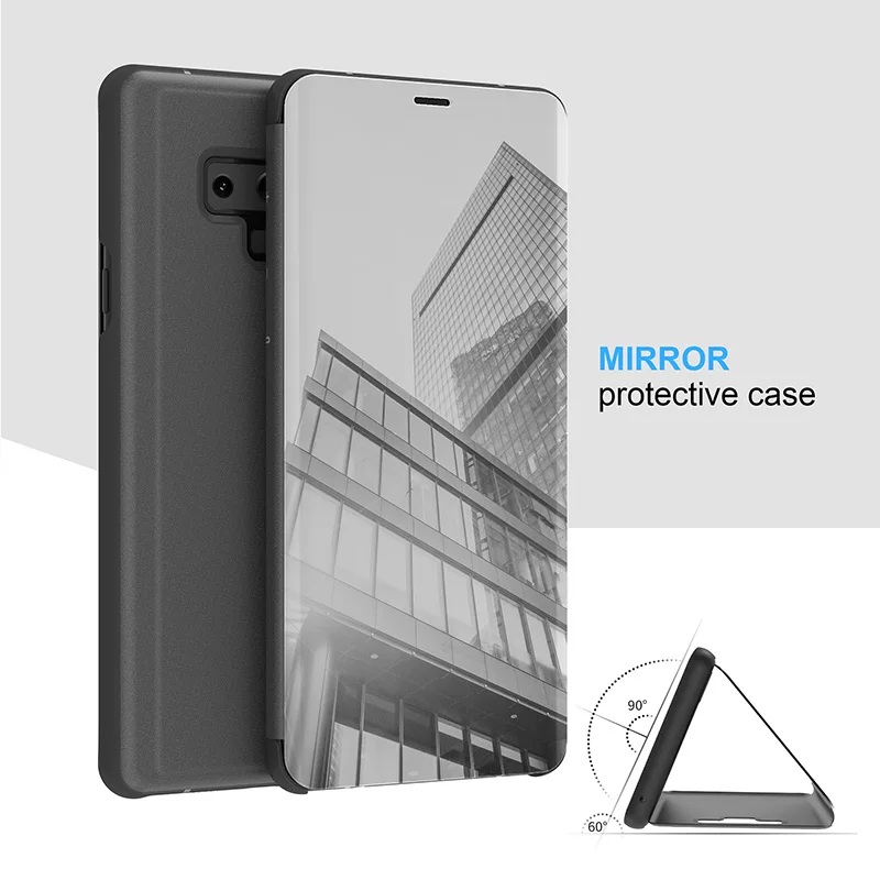 Новые Роскошные Флип Стенд Clear View Зеркало чехол для примечание 9 телефон Обложка