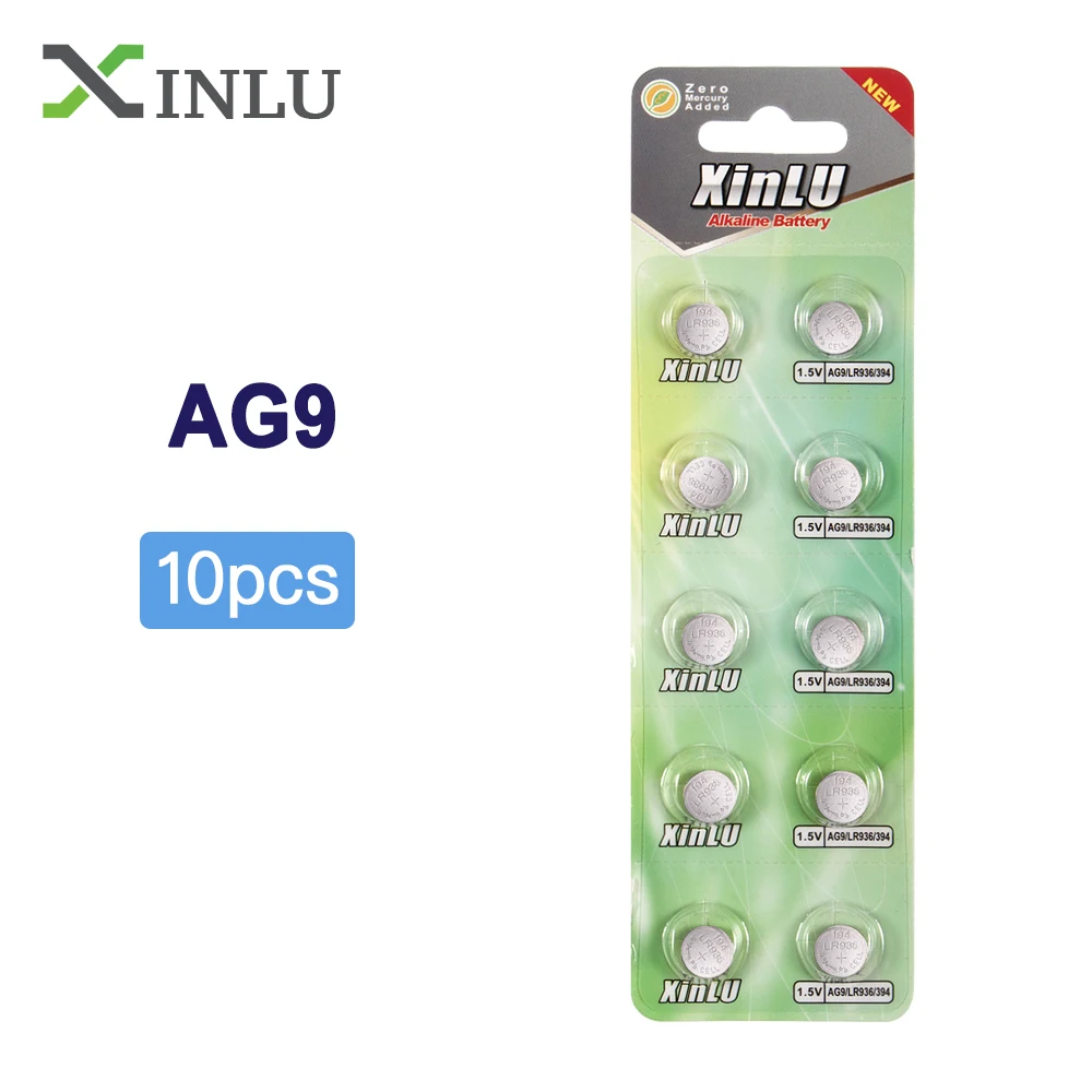 10 шт. щелочные кнопочные батарейки AG9 394 SR936SW LR936 SR936 194 LR45 L936 1 55 в для часов XINLU|batteries