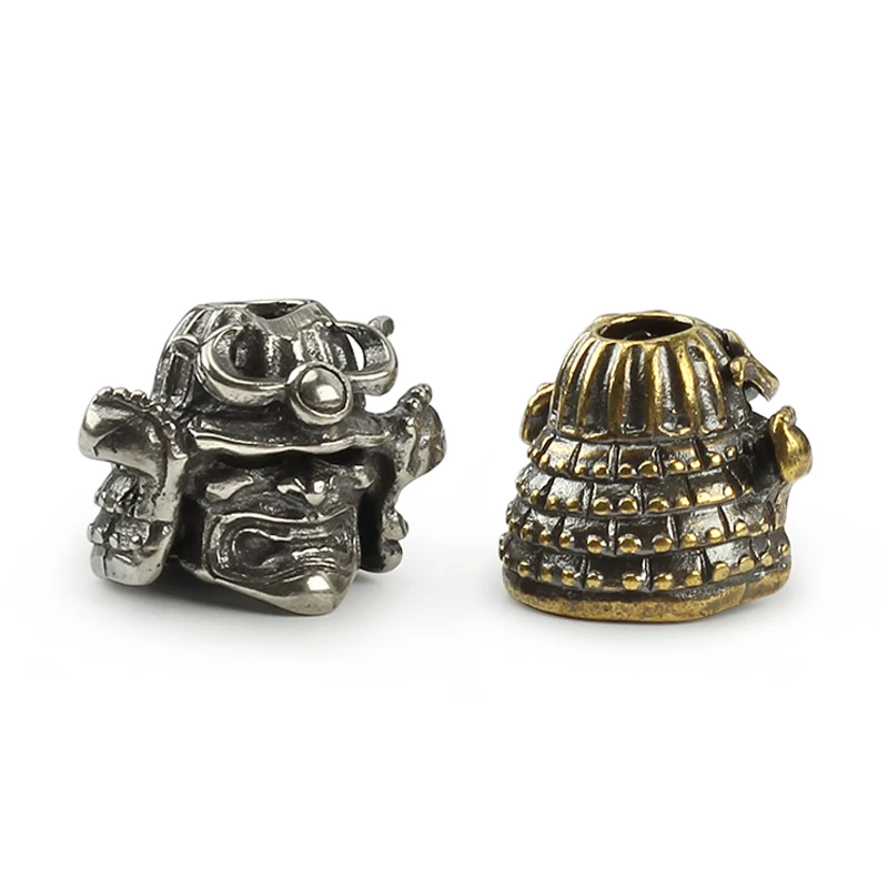 Самурайский латунный нож Череп бусины зонт веревка шнур открытый подвеска шлем в