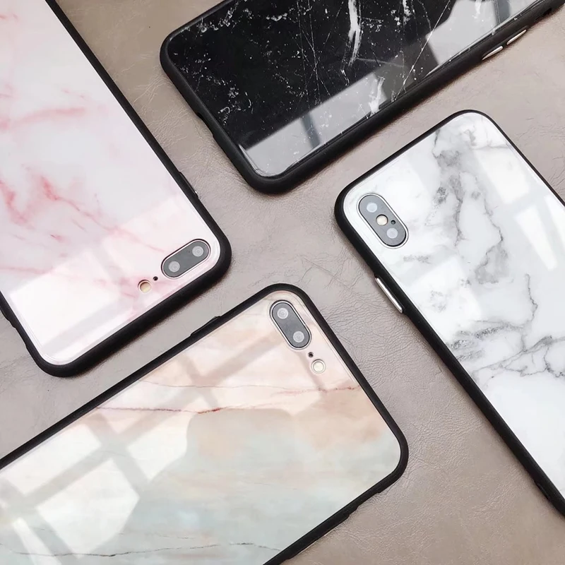 Мраморный чехол RZP из закаленного стекла с сердечками для iPhone 10X7 6 стеклянный