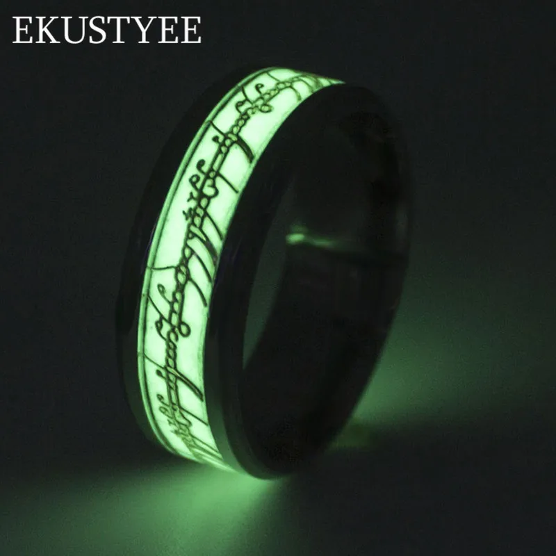 Hip Hop Jewelry Lot Rings One Ring 316L Stainless Steel Fashion Fluorescent Glowing Men Ring Women Popular Drop Ship