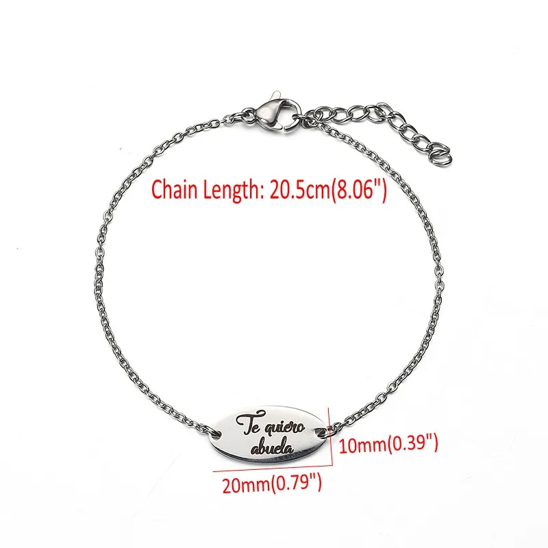 Испанский Te quiero abuela кулон браслет для женщин Grademother нержавеющая сталь золотистый Серебристый с розой цвет Браслеты Ювелирные изделия Подарки