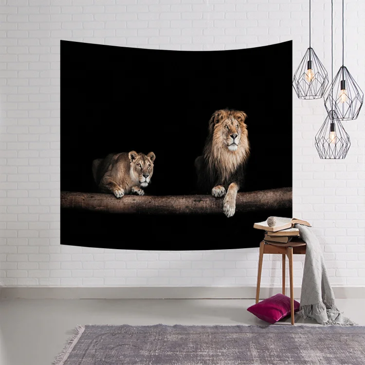 Geometry Tapestry Animal Tiger cloth Wall Hanging Beach Round 3d Animal Lion Tapestry decorative blanket 150x130 Bedroom Large