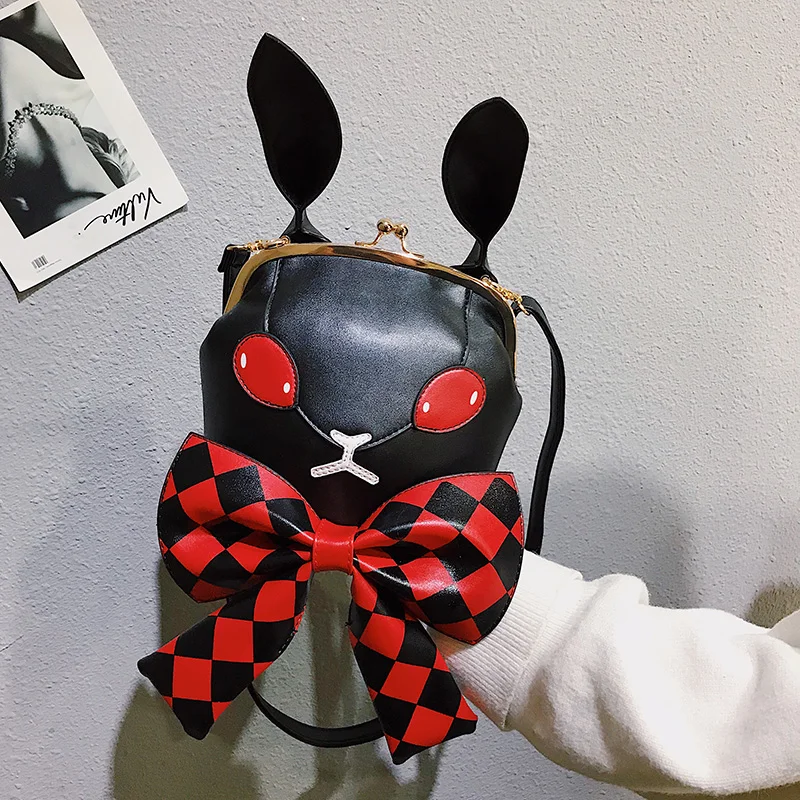 Забавная Индивидуальная сумка-мессенджер в клетку с бантиком и мультяшным