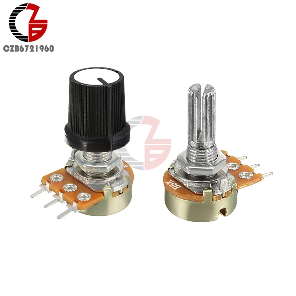 5Pcs Potentiometer Switch 1K 2K 5K 10K 20K 50K 100K 250K 500K 1M Ohm Resistor Linear Switch with Taper Cap Knob for Arduino