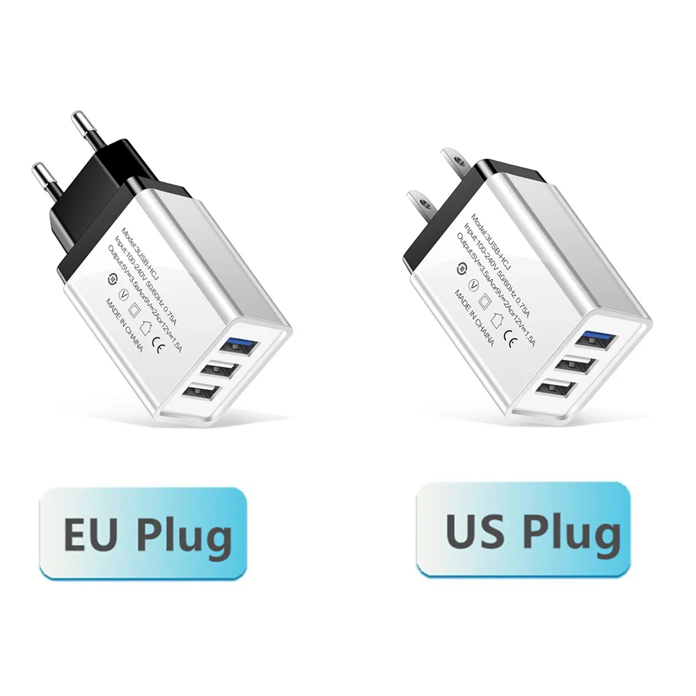 3 порта USB зарядное устройство Универсальное зарядное устройство для мобильного телефона EU/US для iPhone 6 7 8 Plus X Max Быстрая зарядка настенное зарядное устройство для huawei Xiaomi