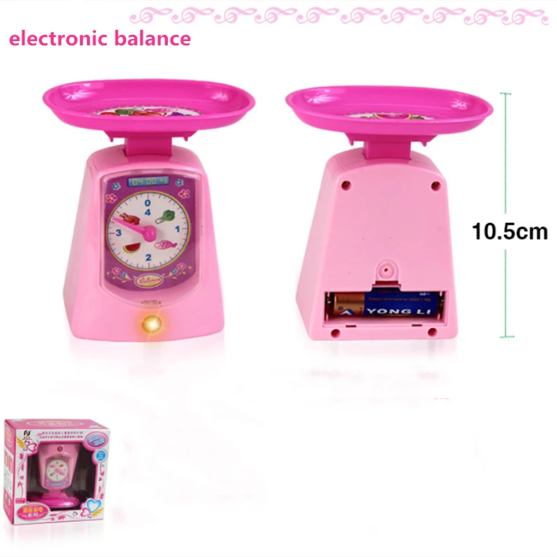 Electronic scale Мини-игрушки для кухни, светильник и звук, пластиковая имитирующая бытовая техника для детей, Детский игровой домик, Игрушки для маленьких девочек, ролевые игры - Цвет: Electronic scale