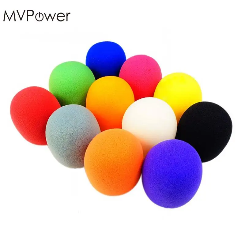 MVPower 10 шт./лот цветной ручной сценический микрофон, пенопласт, чехол для микрофона 2," x 2,3", 1 шт. в каждом цвете