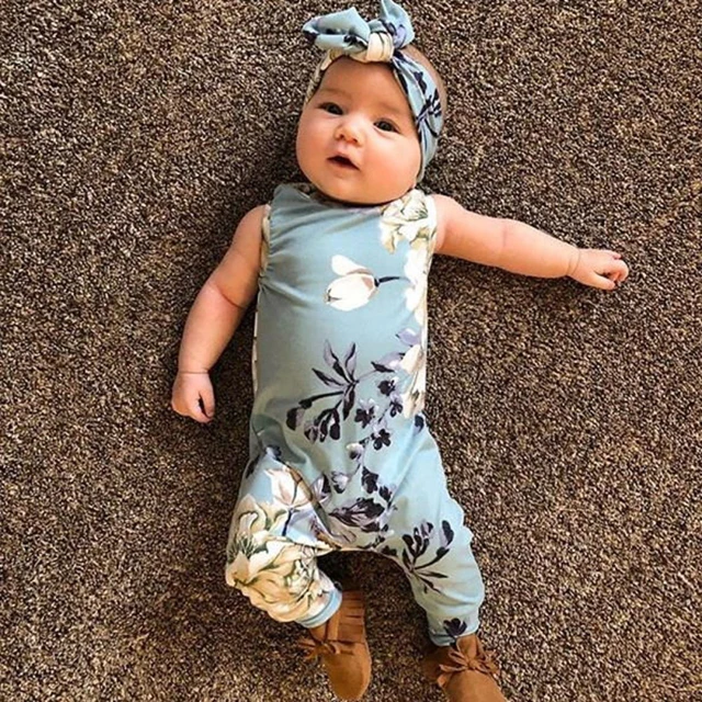 

Newborn Baby Girl Floral Romper Bodysuit Jumpsuit Headband Clothes Outfit Set