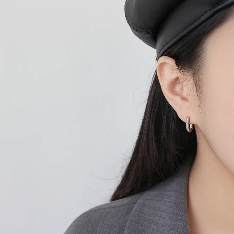 Простые геометрические серьги в форме эллипса из стерлингового серебра 925 пробы |