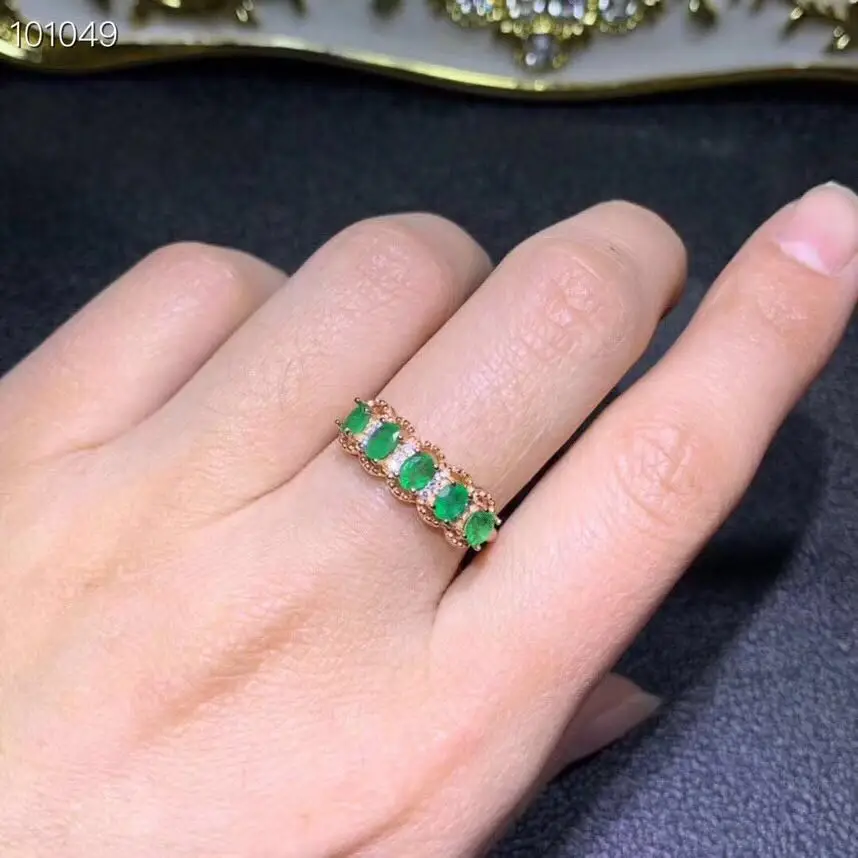 Special products, natural emerald rings3, compact and luxurious, 925 silver favorite shops - Цвет камня: rose gold plating