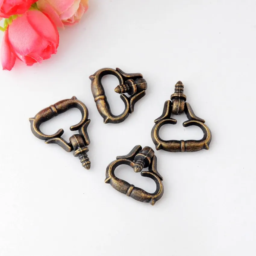 Бесплатная доставка, 10 шт., деревянная коробка для ювелирных изделий, выдвижной ящик для шкафа, двери, Круглый, античная бронза, Лев, резной 22x21 мм