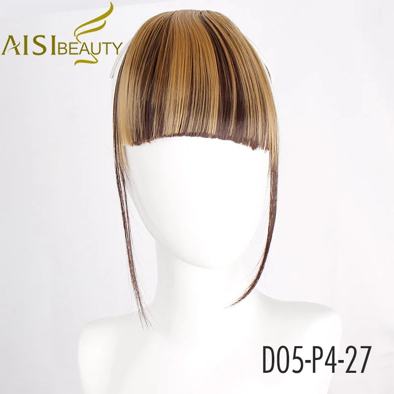 P4-27 AISI BEAUTY синтетические челки натуральный коричневый блондин черный поддельные пристегиваемая челка в челке для женщин тупой наращивание волос фляза волос - Цвет: P4-27