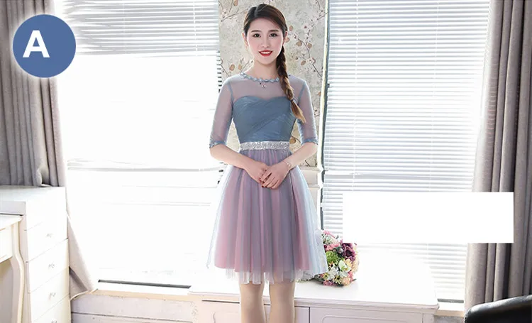 Robe De Soriee, новое модное платье подружки невесты, выше колена, плиссированное, с кристаллами, контрастного цвета, для выпускного вечера, вечерние, выпускного вечера