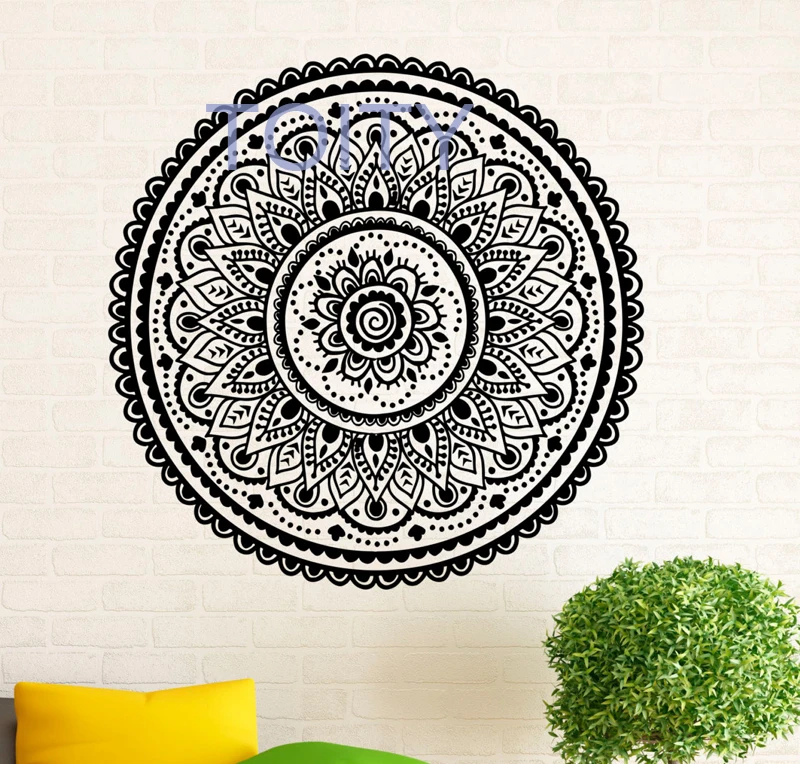 Наклейка на стены Мандала виниловые наклейки с индийским узором Namaste Yoga домашний