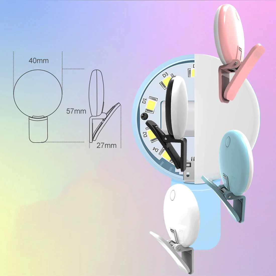 

Self timer flash lamp Mini LED Flash Fill Light Up Selfie Luminous Lamp Phone Ring Camera Lenses for Samsung IPhone