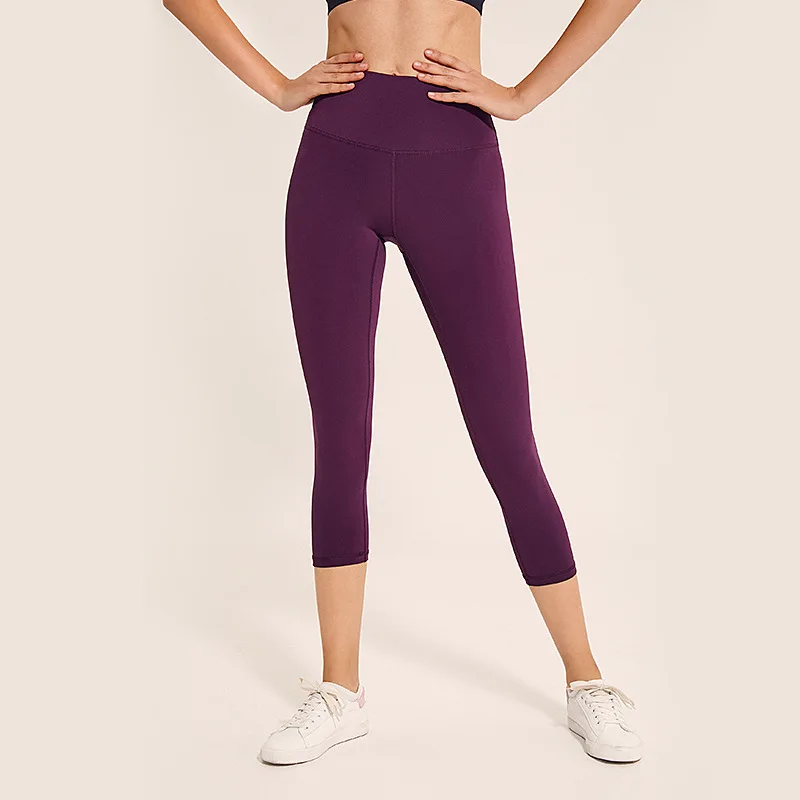 Dark purple Eshtanga Йога Урожай Высокая талия женские спортивные Леггинсы Твердый эластичный пояс для йоги брюки Крест Дизайн выдалбливают Капри - Color: Dark purple