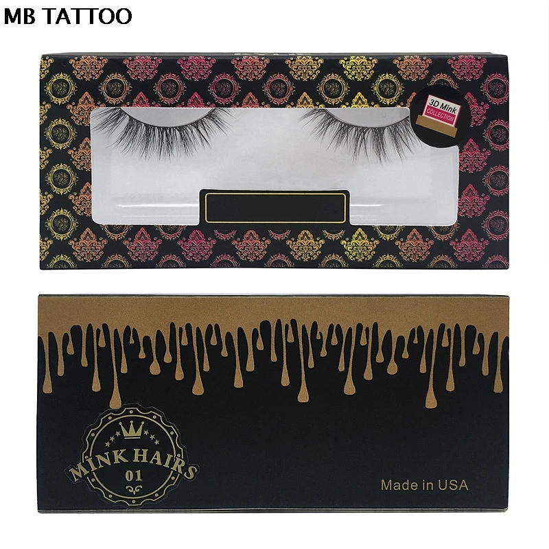 Новый 3d натуральные ресницы из меха норки Расширение Ложные коробка с ресницами