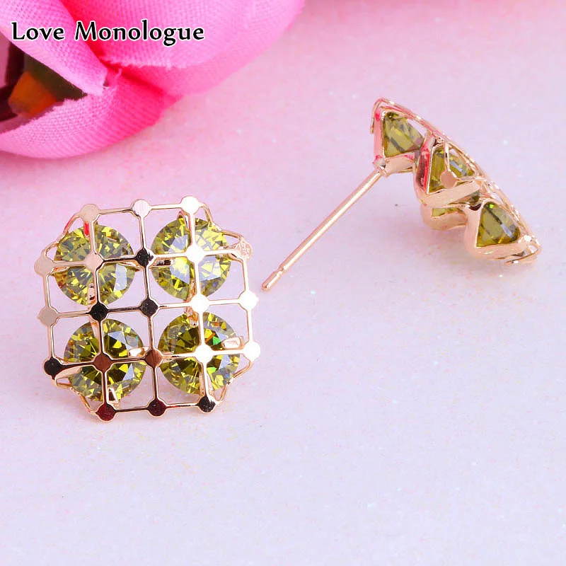 Трендовые квадратные искусственные Перидот гранат кубические серьги с