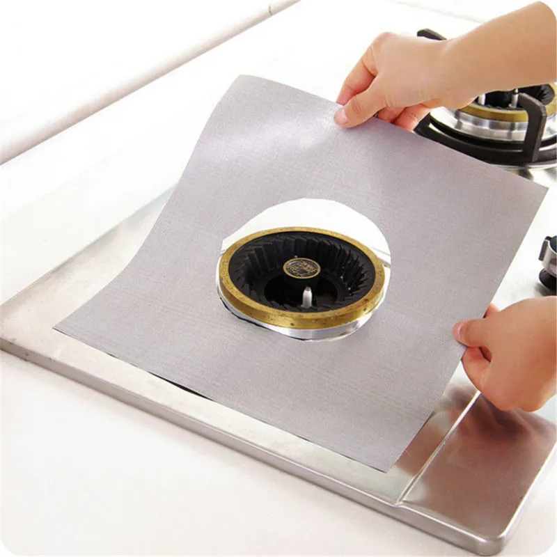 

4PCS Reusable Non-stick Foil Gas Range Stovetop Burner Protector 27*27cm Liner Cover For Cleaning Kitchen Tools