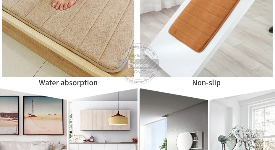 Konco 40*60cm Bath Mat Bathroom Carpet Rug coral fleece Memory Foam Bathroom Mat kitchen Door Floor tapis de bain