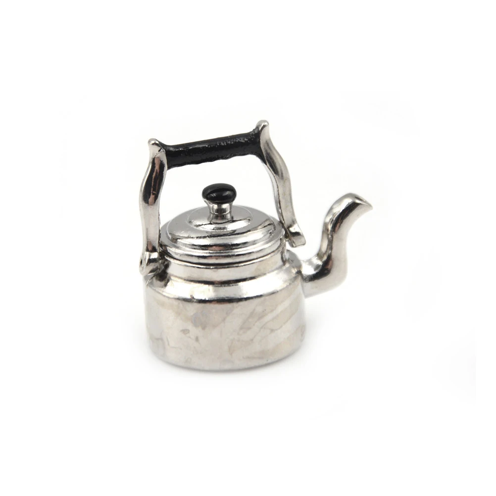 

New arrival 1/12 Dollhouse Miniature Accessories Mini Metal Milk Tea Pot Simulation Kettle Model Toys for Doll House Decoration
