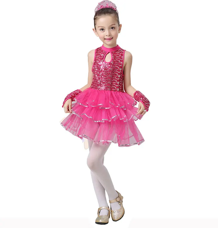 Балетное платье для девочек Танцы Костюмы Дети Джаз костюмы блестки трико танцев