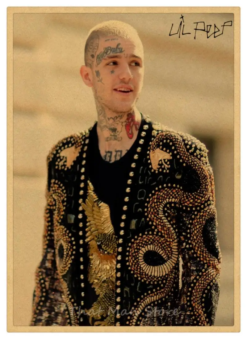 Хип-хоп рэпер Lil Peep плакат наклейки на стену винтажные постеры печать высокого качества для гостиной домашний декор 42*30 см