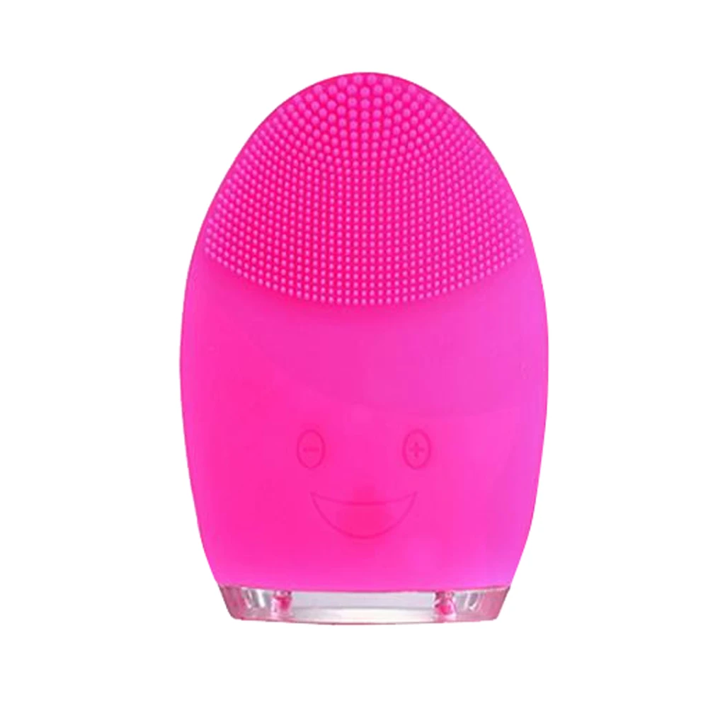 Rose red Sonic мини щетка для чистки лица, электрическая Массажная щетка, Водонепроницаемая силиконовая Глубокая очистка пор, устройство для очищения лица - Color: Rose red