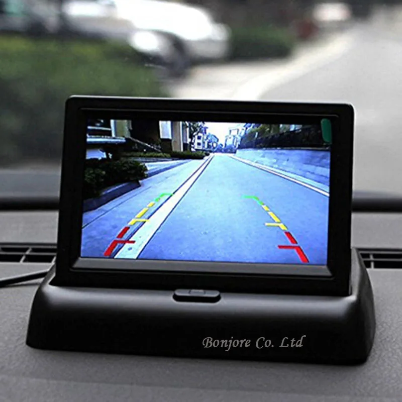 Koorinwoo автомобильная система парковки Комплект 4," TFT lcd цветной складной монитор заднего вида+ CCD Водонепроницаемая камера заднего вида