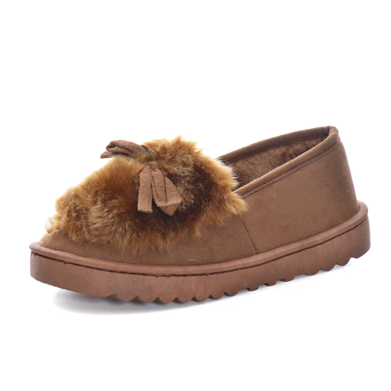 HEE GRAND/зимняя женская обувь с круглым носком украшенная искусственным мехом