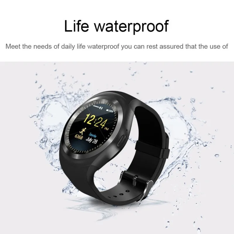 Bluetooth Y1 Смарт-часы Relogio Android SmartWatch телефонный звонок GSM Sim Удаленная камера Дисплей информации спортивный шагомер